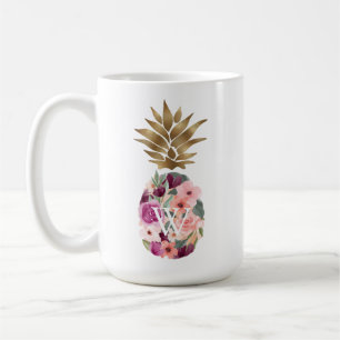 Chic Floral Botanical Watercolor Golden Pineapple Coffee Mug