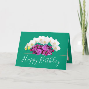 Chic Floral Bouquet Orchids&Peony Flowers Birthday Card