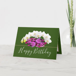Chic Floral Bouquet Orchids&Peony Flowers Birthday Card
