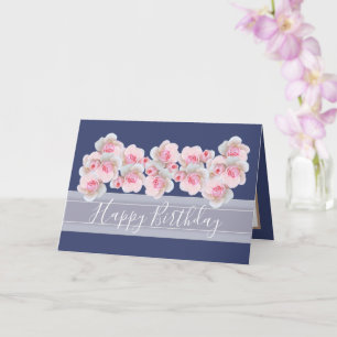 Chic Floral Bouquet Pink Rose Bud Flowers Birthday Card