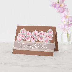 Chic Floral Bouquet Pink Rose Bud Flowers Birthday Card