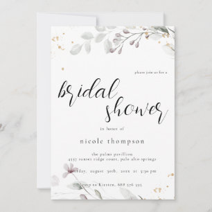 Chic Floral Bridal Shower Invitation Minimal