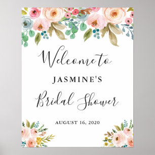 Chic Floral Bridal Shower Welcome Sign