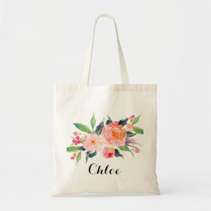 Chic Floral bridesmaid Personalised Welcome Tote Bag