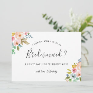 Chic Floral Bridesmaid Proposal Invitation