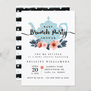 Chic Floral Bunch Party Boy Baby Shower Invitation