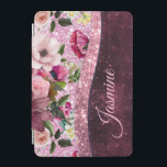 Chic floral Burgundy pink purple glitter monogram  iPad Mini Cover<br><div class="desc">Pretty chic and elegant girly floral design in purple burgundy and faux pink glitter to create a special unique stylish case to protect your device. Beautiful, modern and cool cover for the trend-savvy and art-loving hip trendsetter. This stylish sophisticated design would be great for girls who enjoy wearing classy sparkly...</div>