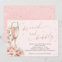 Chic  floral champagne flutes brunch and bubbly in