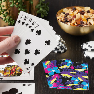 Chic Floral & Dot Pattern with Leaves Playing Cards