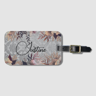Chic Floral Elegant Damask Personalised Luggage Tag