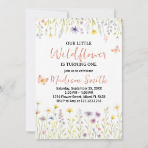 Chic Floral First Birthday Invitation