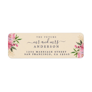 Chic Floral Future Mr Mrs Wedding Return Address Label