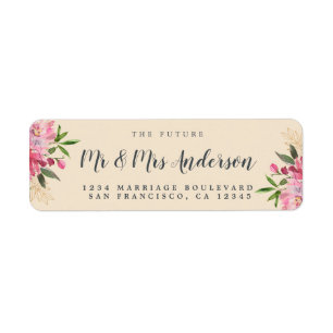 Chic Floral Future Mr Mrs Wedding Return Address Label