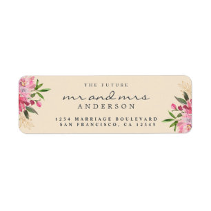 Chic Floral Future Mr Mrs Wedding Return Address Label