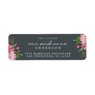 Chic Floral Future Mr Mrs Wedding Return Address Label