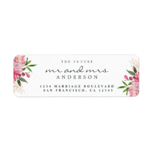 Chic Floral Future Mr Mrs Wedding Return Address Label
