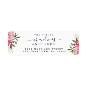 Chic Floral Future Mr Mrs Wedding Return Address Label