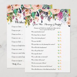 Chic Floral Garden Baby Shower Games x2 Invitation