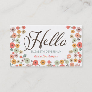 Chic Floral Hello Business Card