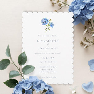Chic Floral Hydrangea Non Photo Wedding Invitation