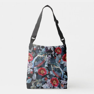 Chic Floral Kingfisher Birds Crossbody Bag
