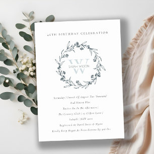 Chic Floral Laurel Wreath Any Age Birthday Invite