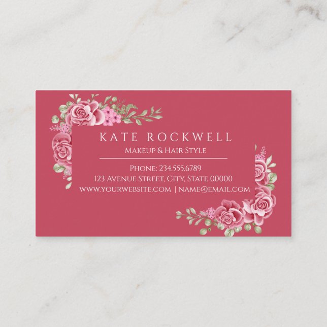 Chic Floral Makeup Artist Beauty Salon | Wedding  Business Card (Back)