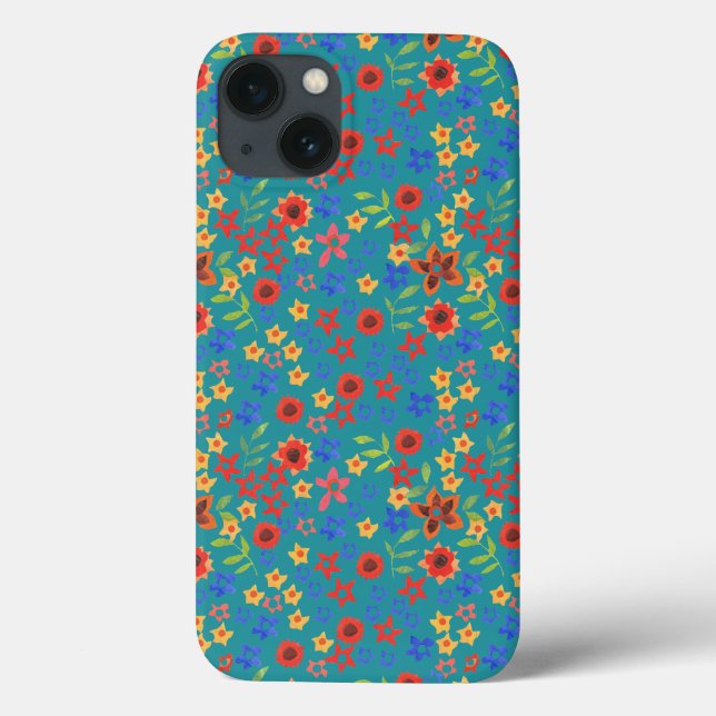Chic Floral Miniprint on Teal iPhone 6 Xtreme Case (Back)
