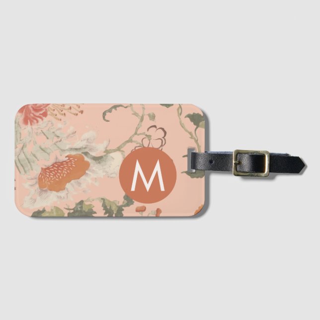 Chic Floral Monogram Luggage Tag (Front Horizontal)