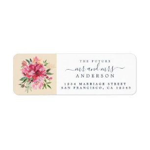Chic Floral Mr Mrs Monogram Wedding Return Address Label