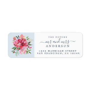 Chic Floral Mr Mrs Monogram Wedding Return Address Label
