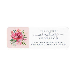 Chic Floral Mr Mrs Monogram Wedding Return Address Label