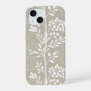Chic Floral Neutral Beige Botanical iPhone 15 Case