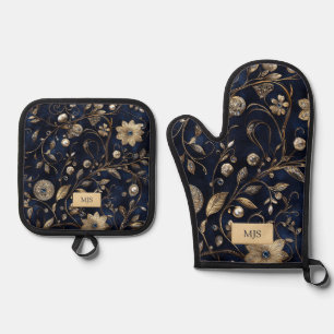 Chic Floral Oven Mitt & Pot Holder Set