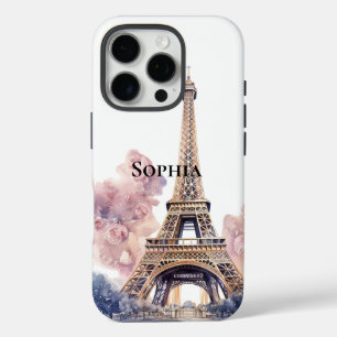 Chic Floral Paris Eiffel Tower iPhone 16 Pro Case