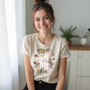 Chic Floral Peonies Rose Blossoms Graduation Tri-Blend Shirt