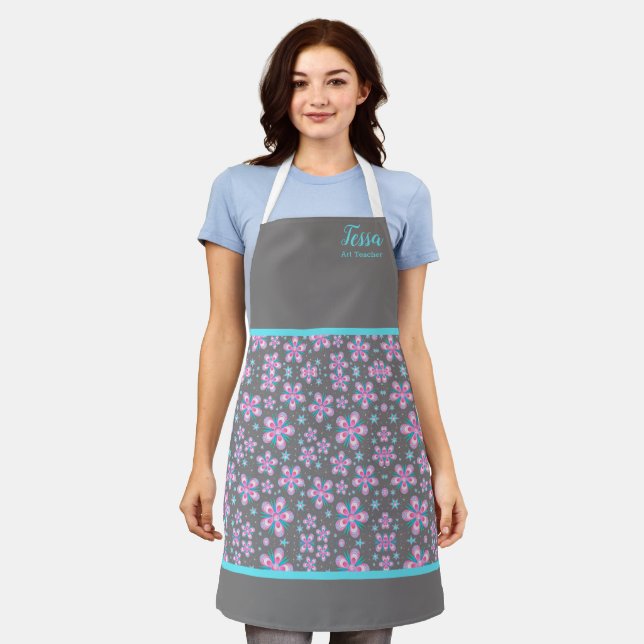 Chic Floral Personalised Apron (Worn)