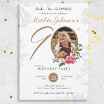 Chic Floral Photo Surprise 90th Birthday Party Invitation<br><div class="desc">Chic Floral Photo Surprise 90th Birthday Party Invitation. A delicate and feminine floral and botanical themed surprise 90th birthday party invitation. It features beautiful flowers surrounding the photo of the birthday person all with a hint of vintage classiness! The designer is always ready to help, contact her if you need...</div>