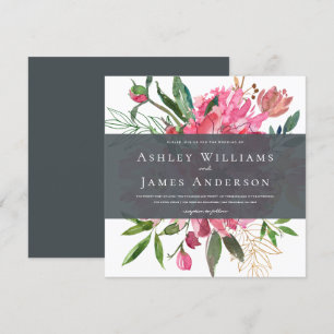 Chic Floral Pink Peony Wedding Invitation