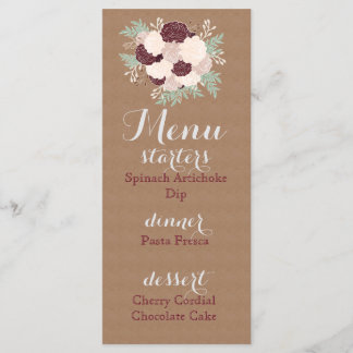 Chic Floral Reception Menu- Dark Wine Accent Menu