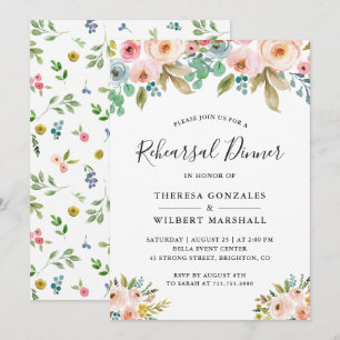 Chic Floral Rehearsal Dinner Invitation