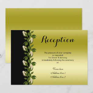 Chic Floral Romantic Gold & Black Reception Invitation