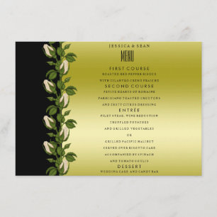 Chic Floral Romantic Gold & Black Wedding Menu