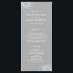Chic Floral Rose Grey Simple Minimal Wedding Program<br><div class="desc">Elegant minimal wedding program features white chic script calligraphy and modern typography on a concrete grey background with a stylish touch of white rose flower outline. Simply add your wedding program details. Exclusively designed for you by Happy Dolphin Studio. If you have any questions or requests, please contact us at...</div>