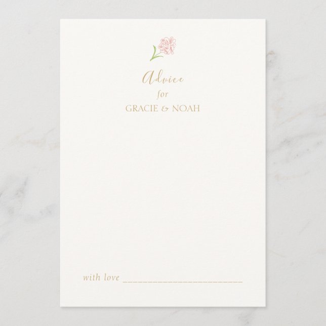 Chic Floral Rose & Ivory Wedding Advice Card  (Front)