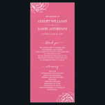 Chic Floral Rose Pink Simple Minimal Wedding Program<br><div class="desc">Elegant minimal wedding program features white chic script calligraphy and modern typography on a hot pink background with a stylish touch of white rose flower outline. Simply add your wedding program details. Exclusively designed for you by Happy Dolphin Studio. If you have any questions or requests, please contact us at...</div>
