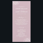 Chic Floral Rose Purple Simple Minimal Wedding Program<br><div class="desc">Elegant minimal wedding program features white chic script calligraphy and modern typography on a pastel purple background with a stylish touch of white rose flower outline. Simply add your wedding program details. Exclusively designed for you by Happy Dolphin Studio. If you have any questions or requests, please contact us at...</div>