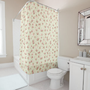 Chic Floral Rosebud Pattern Shower Curtain