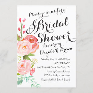 Chic Floral Roses   Bridal Shower Invitation