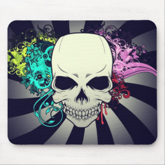 Chic Floral Skull Mouse Pad